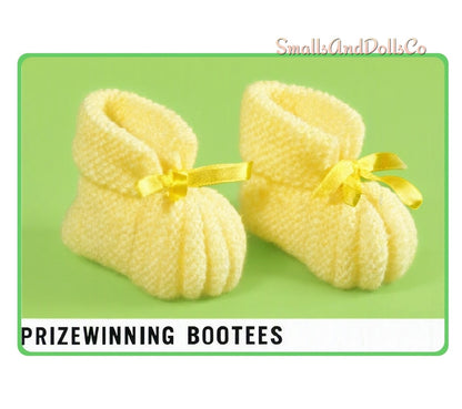 Vintage Knitting Pattern Prizewinning Baby Booties Bootees PDF Instant Download Cuffed Ribbon Heirloom Baby Shoes