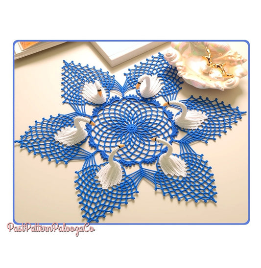 Vintage Crochet Patterns Swan Doily PDF Instant Digital Download  Dresser Table Decor Centerpiece 2 Sizes Cotton Thread