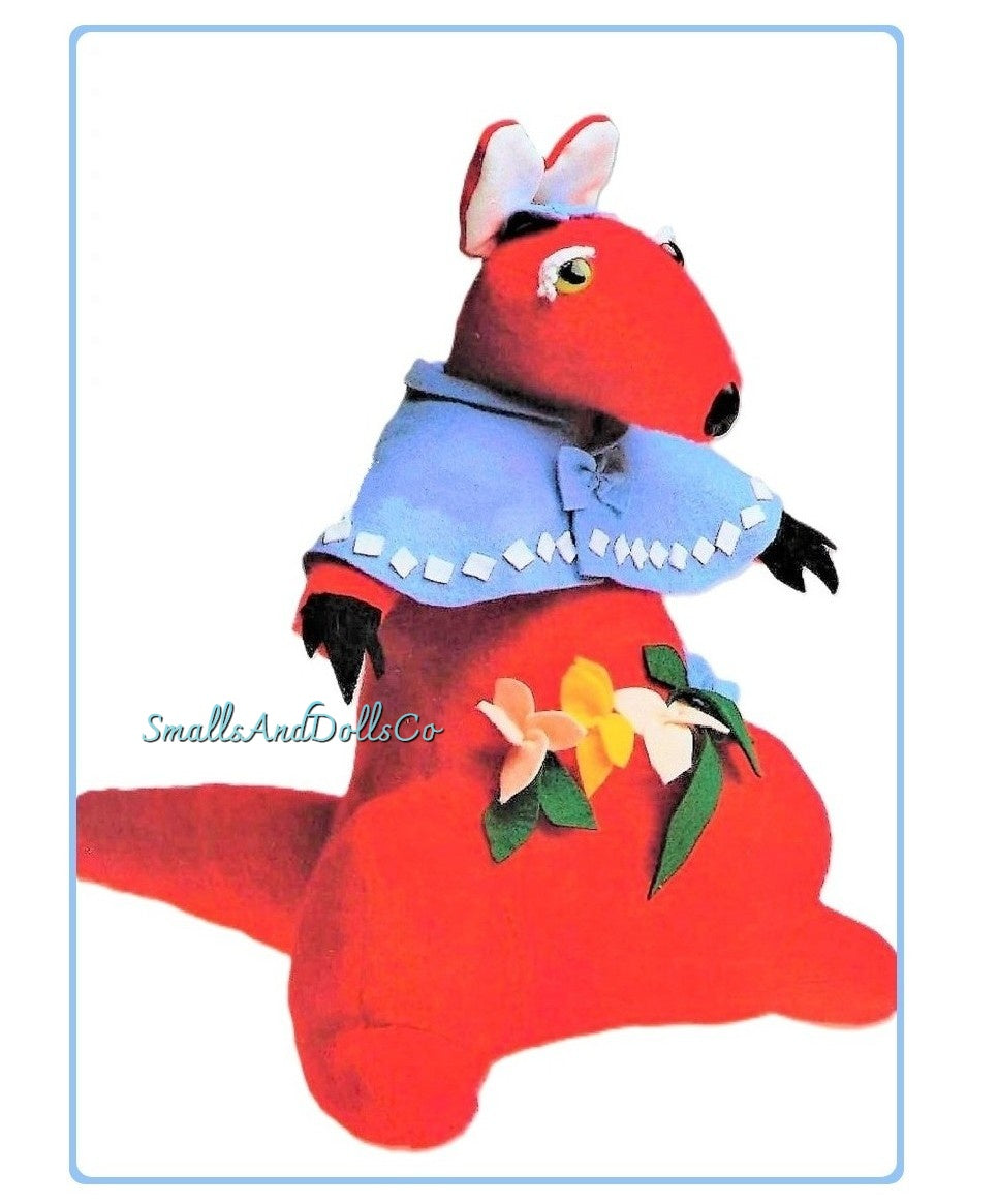 Vintage Sewing Pattern 18" Plush Wallaby Soft Stuffed Toy PDF Instant Digital Download Sewn Cute Australian Animal