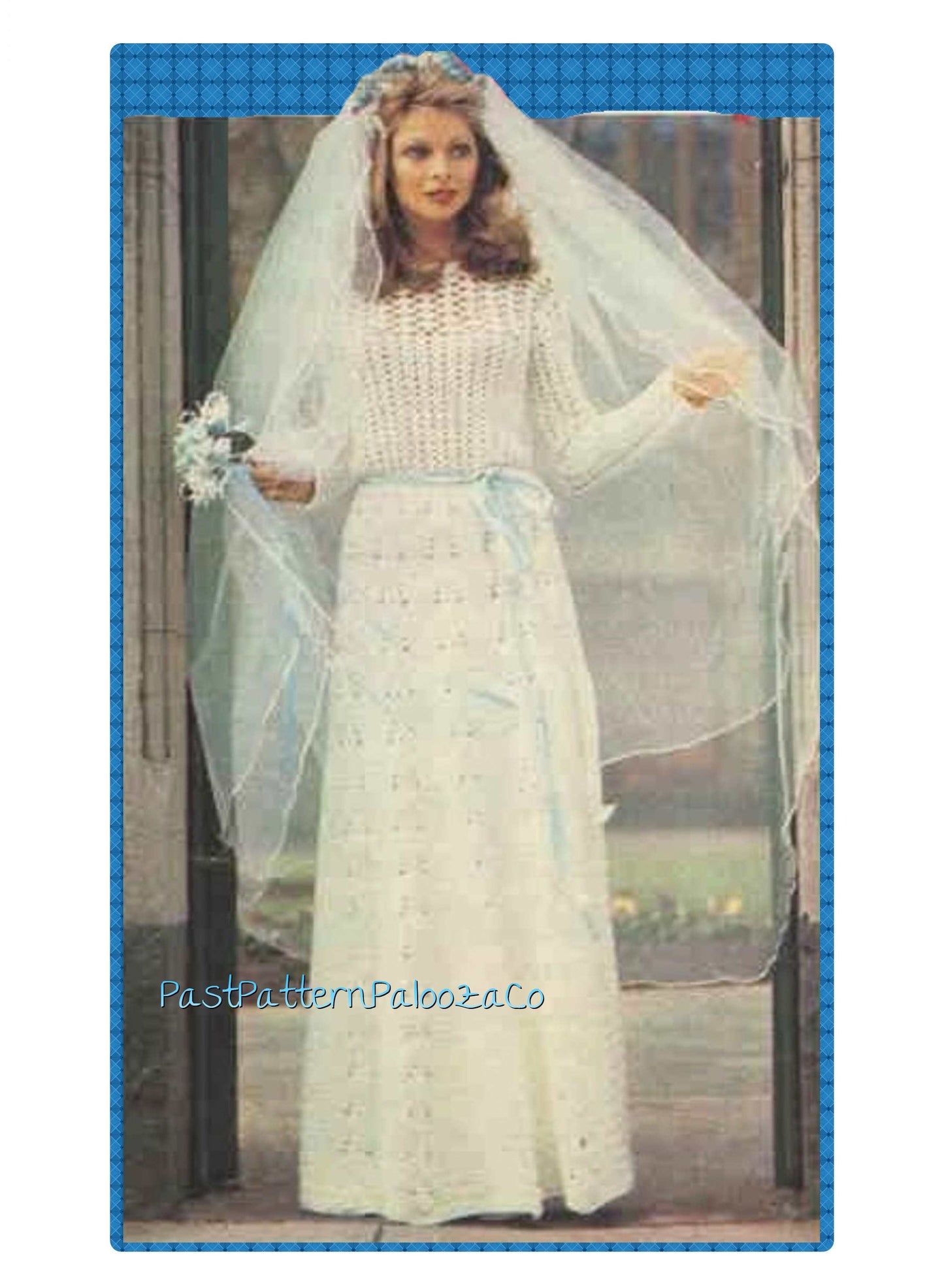 Vintage Crochet Pattern Retro Lacy Spring Wedding Dress PDF Instant Digital Download Heirloom Mod Boho Chic Maxi Gown 1970s