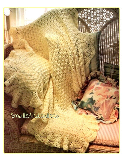 Vintage Crochet Pattern Victorian Buttercup Baby Afghan Cluster Stitch Nursery Blanket PDF Instant Digital Download 5 Ply
