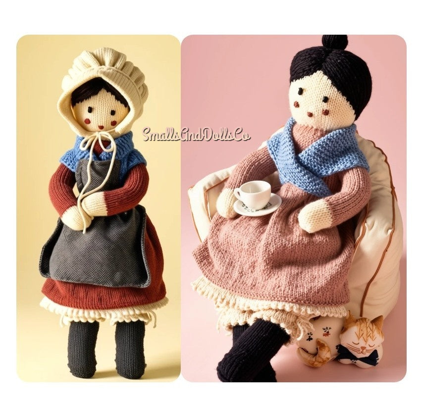 Vintage Knitting Pattern 18" Granny Grandma Grandmother Doll PDF Instant Digital Download Knitted Amigurumi Soft Toy 5 Ply