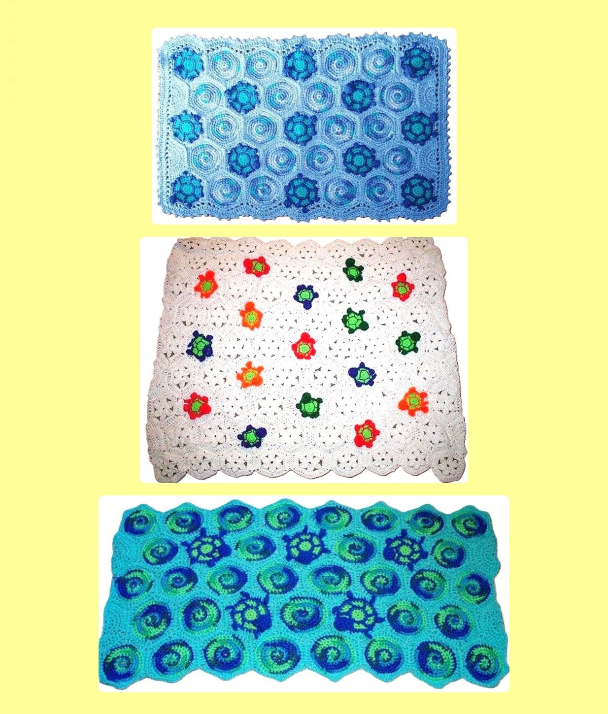 Vintage Crochet Turtle Afghan Pattern PDF Instant Digital Download Tortoise Flower Floral Motifs Animal Afghan Lapghan Blanket 10 Ply
