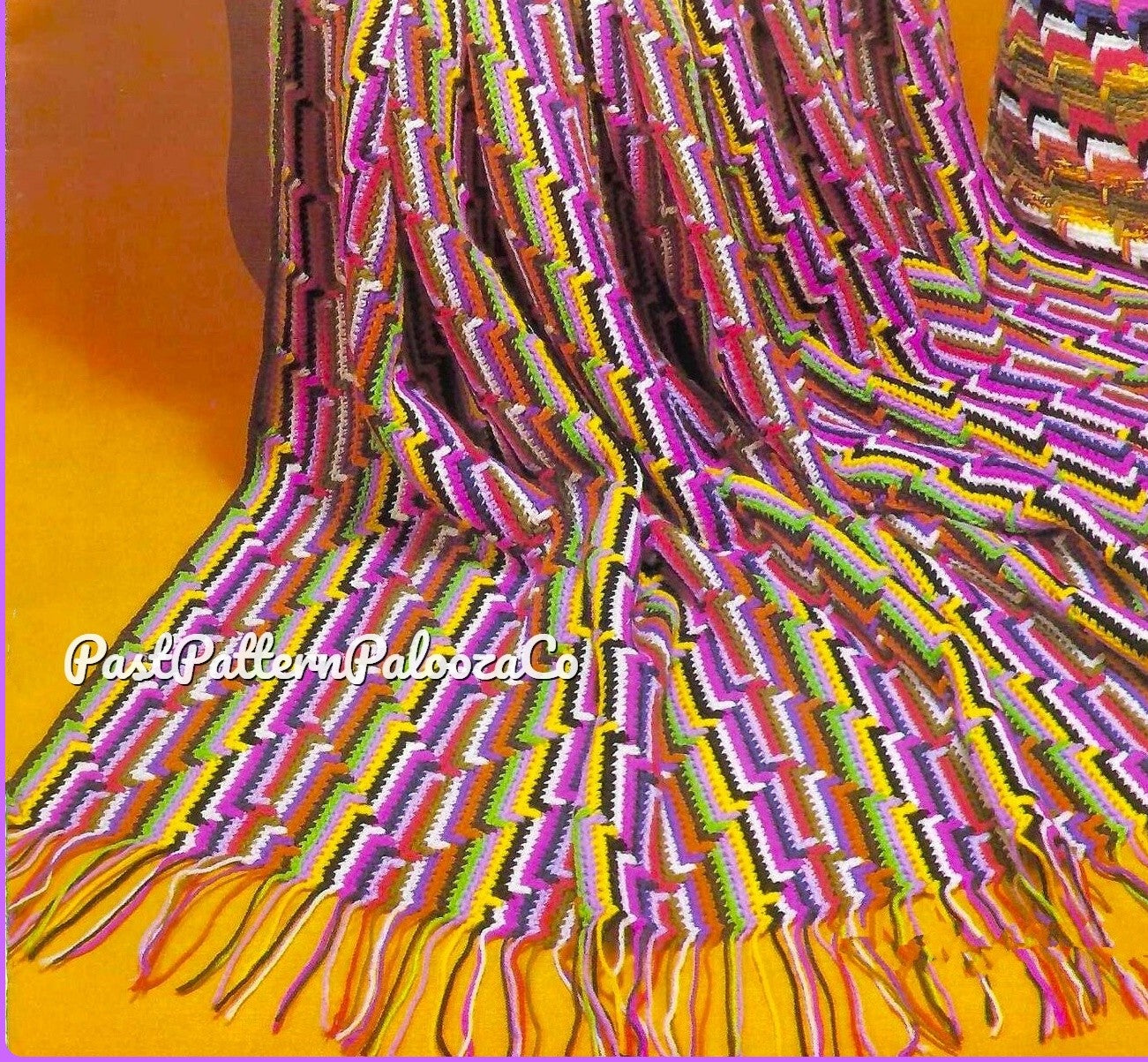Vintage Crochet Pattern Lightning Bolt Zig Zag Afghan PDF Instant Digital Download Chevron Stripes 70x97