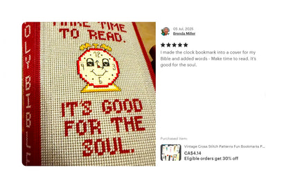 Vintage Cross Stitch Patterns Fun Bookmarks PDF Instant Digital Download Set of 10 Embroidered Book Marks