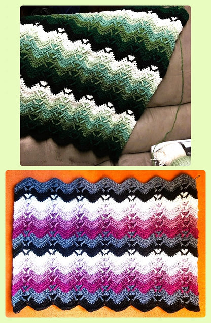 Vintage Crochet Pattern Majestic Mountains Forest Ripple Afghan PDF Instant Digital Download Wooded Mountainside Blanket Throw 48x64