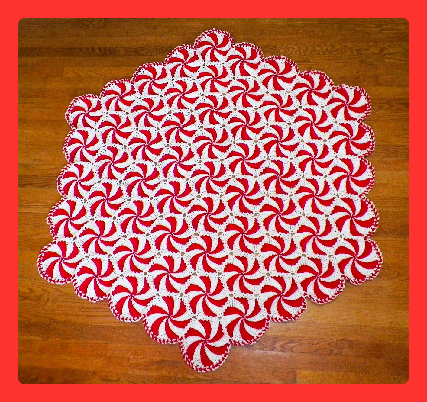 Vintage Christmas Afghan Crochet Pattern Peppermint Candy Swirls Throw Blanket PDF Instant Digital Download Round Holiday Candy Motifs