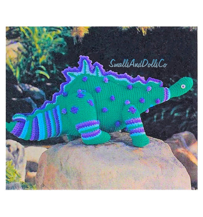 Vintage Crochet Pattern Stegosaurus Dinosaur Soft Toy Doll PDF Instant Digital Download Plush Stuffed  Dino Amigurumi Spots Stripes