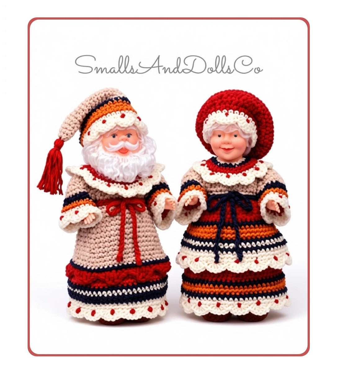 Vintage Crochet Pattern 14" Victorian Woodland Santa and Mrs Claus Christmas Xmas Dolls PDF Instant Digital Download 10 Ply