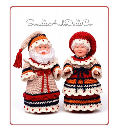 Vintage Crochet Pattern 14" Victorian Woodland Santa and Mrs Claus Christmas Xmas Dolls PDF Instant Digital Download 10 Ply