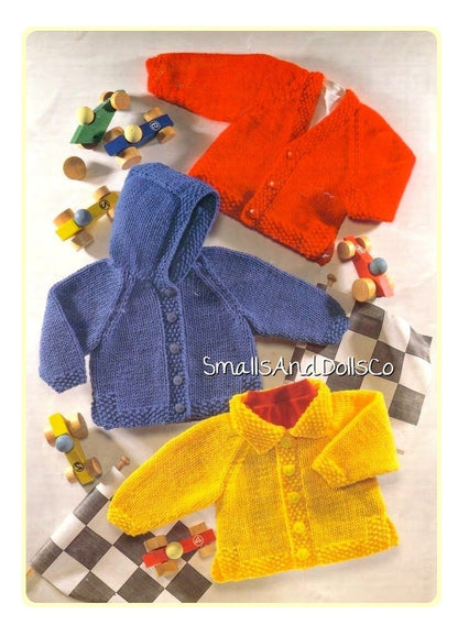 Vintage Knitting Pattern Baby to Child Cardigan Sweaters Hooded Jacket PDF Instant Digital Download 0-8 yrs 12 Ply