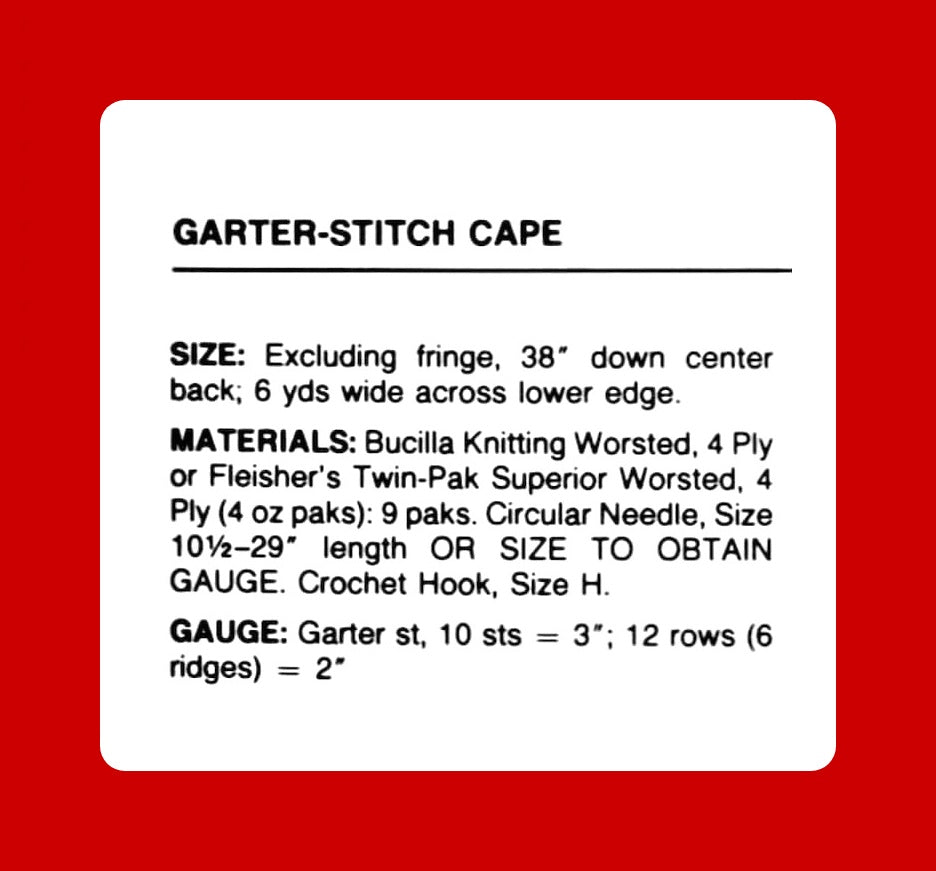 Vintage Knitting Pattern Womens Boho Garter Stitch Maxi Cape PDF Instant Digital Download Retro Fringed Shawl Cloak 10 Ply One Size