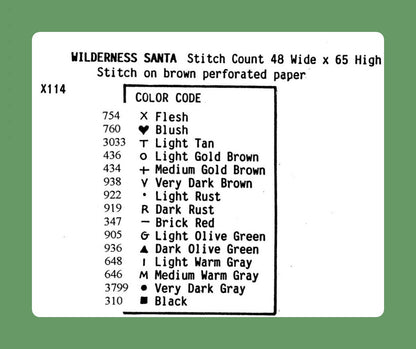 Vintage Cross Stitch Pattern 5" Wilderness Santa Claus Christmas Ornament Fishing Hunting PDF Instant Digital Download Perforated Paper