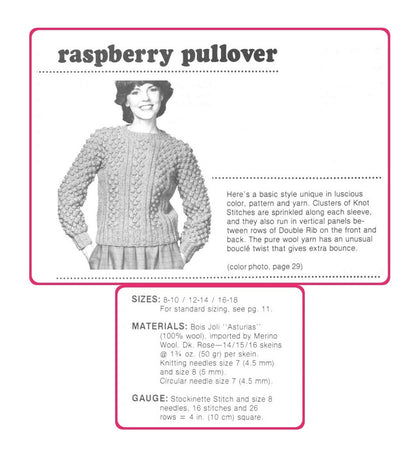 Vintage Knitting Pattern Womens Bobble Knot Stitch Sweater PDF Instant Digital Download Retro Pretty Pullover Long Sleeve Jumper 10 Ply