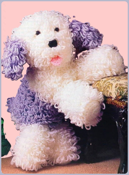 Vintage Crochet Pattern 12" English Sheepdog Dog Soft Toy Doll PDF Instant Digital Download Loop Stitch Mr. Mugs Plush Purebred 10 Ply