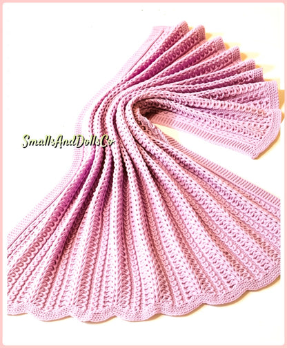 Vintage Knitting Pattern Lacy Ostrich Plume Stitch Baby Blanket PDF Instant Digital Download Feathery Stitched Throw DK