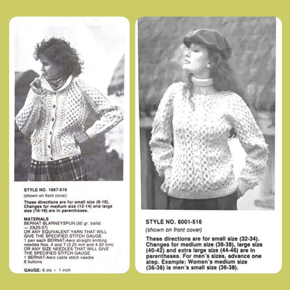 Vintage Knitting Pattern Aran Irish Honeycomb Cardigan & Cabled Pullover Sweater PDF Instant Digital Download Mens Womens