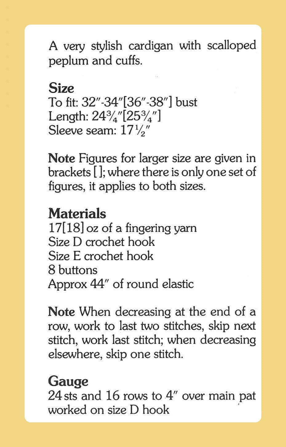 Vintage Crochet Pattern Womens Scalloped Peplum Cardigan Sweater Blouse Top PDF Instant Digital Download Romantic Feminine Cardi 4 Ply