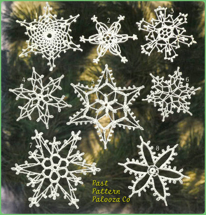 Vintage Crochet Christmas Pattern 16 Icy Lacy Snowflakes Ornaments PDF Instant Digital Download Quick Easy Stitch