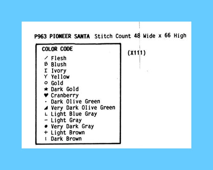 Vintage Cross Stitch Pattern 5" Pioneer Santa Claus Christmas Ornament Americana PDF Instant Digital Download Perforated Paper