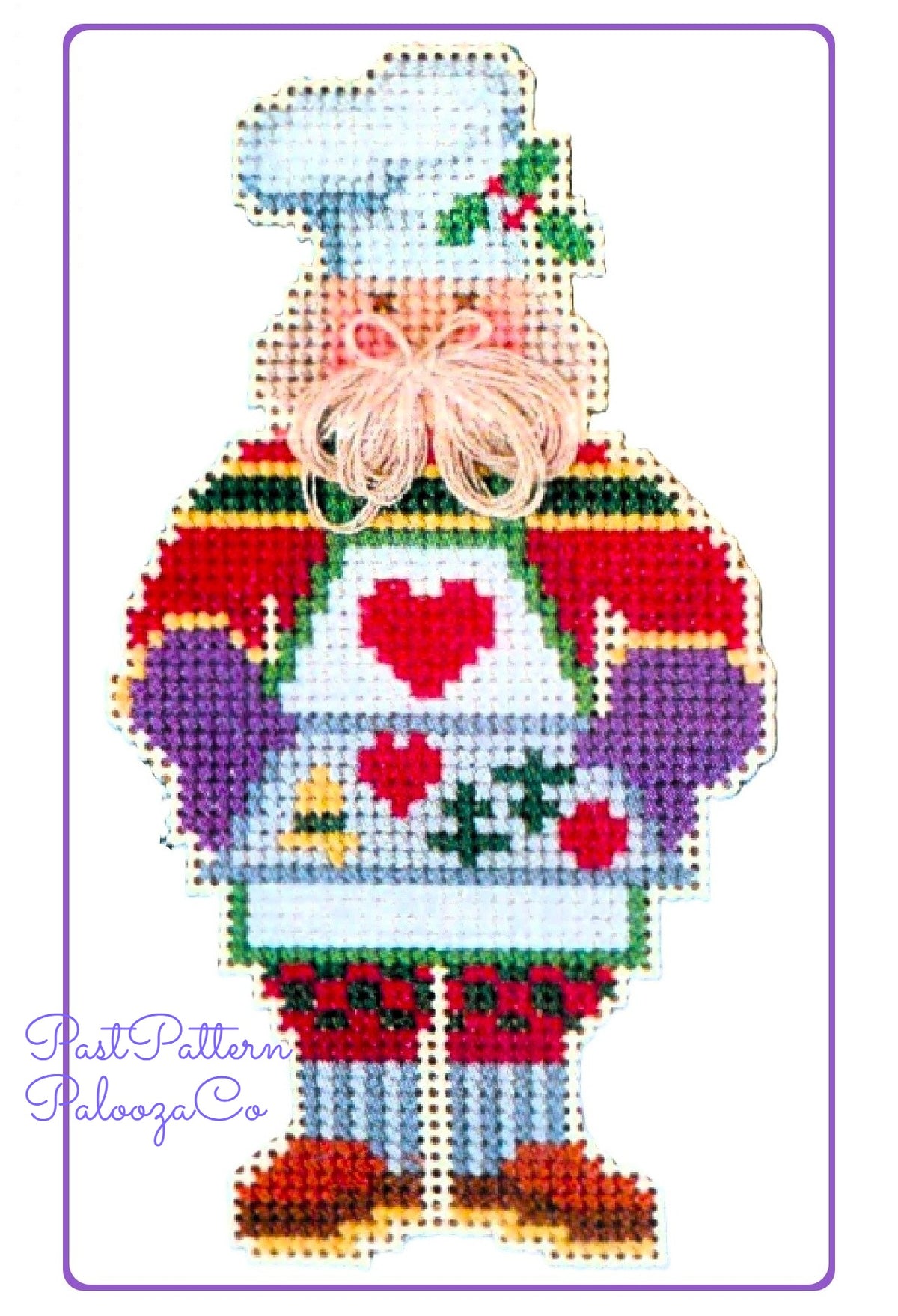 Vintage Cross Stitch Pattern 5" Baker Santa Claus Ornament PDF Instant Digital Download Christmas Tree Trim Perforated Paper