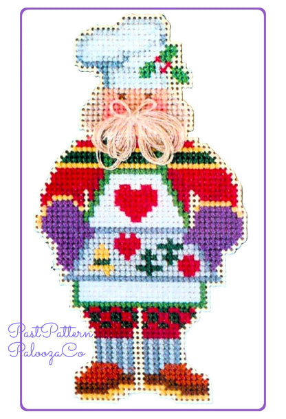 Vintage Cross Stitch Pattern 5" Baker Santa Claus Ornament PDF Instant Digital Download Christmas Tree Trim Perforated Paper