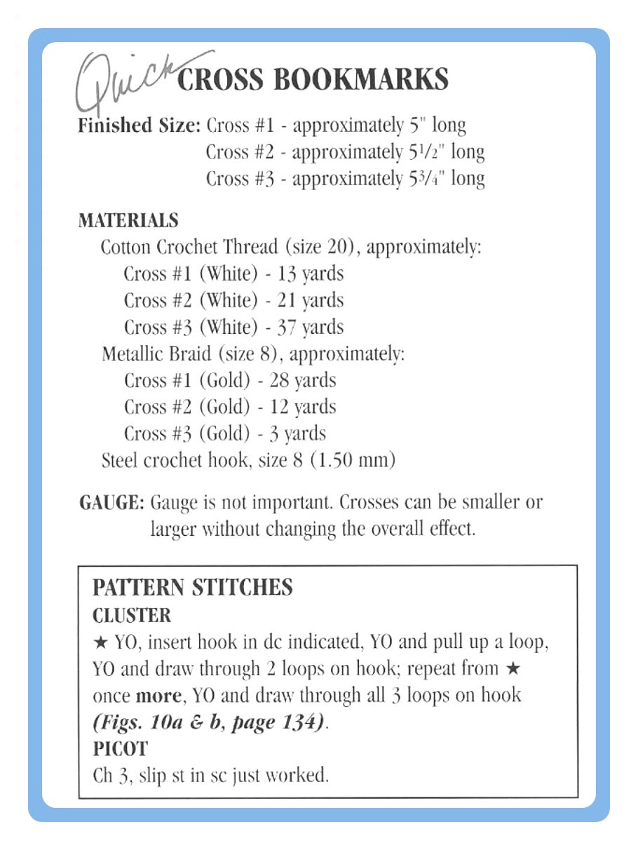 Vintage Crochet Pattern 5" Holy Cross Bookmarks In 3 Designs PDF Instant Digital Download Religious Easter Cotton Thread