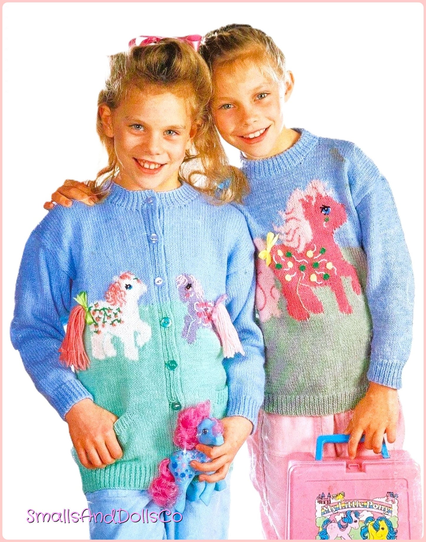 Vintage Knitting Pattern Girls Knit My Little Pony Pastel Horses Sweaters PDF Instant Digital Download Cardigan Pullover Jumpers 4 - 10 years DK