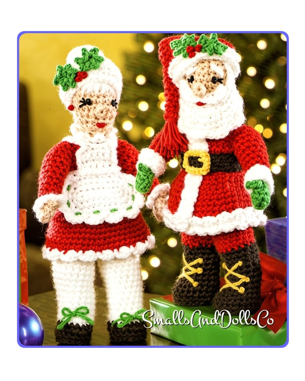 Vintage Christmas Crochet Pattern 12" Mr and Mrs Santa Claus Soft Toy Dolls PDF Instant Digital Download Xmas Holiday Amigurumi 10 Ply