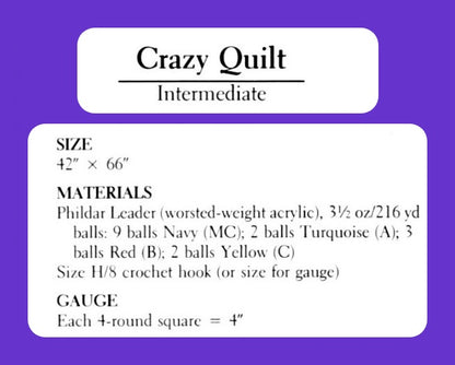 Vintage Crochet Pattern Retro Crazy Quilt Granny Square Afghan PDF Instant Digital Download Groovy Scrapghan Scrap Yarn Blanket