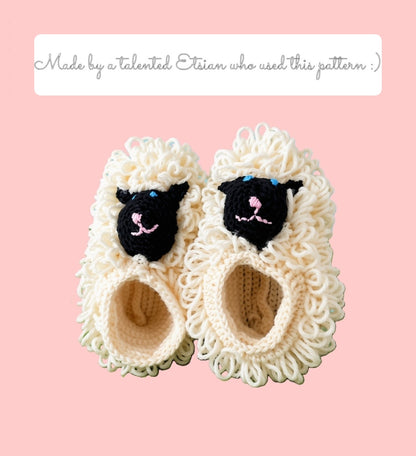 Vintage Crochet Pattern Womens Cute Loopy Lamb Sleepy Sheep Animal Slippers PDF Instant Digital Download Bulky 12 Ply Sizes S M L Adults