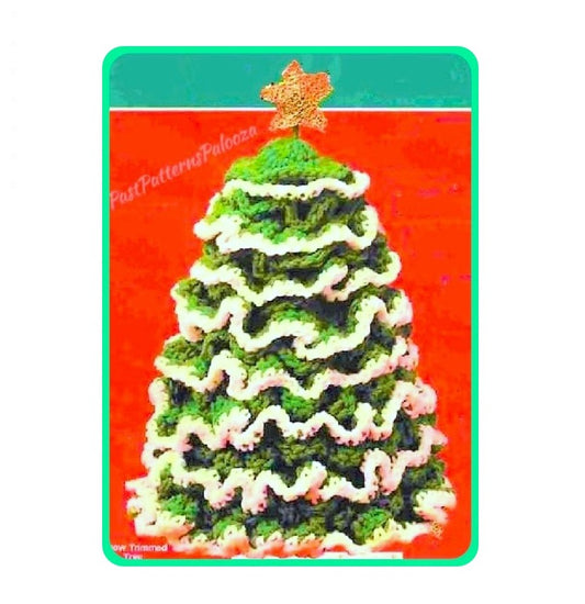 Vintage Crochet Pattern 10" Ruffled Snow Trimmed Christmas Tree Centerpiece PDF Instant Digital Download Holiday Decor 4 Ply B2