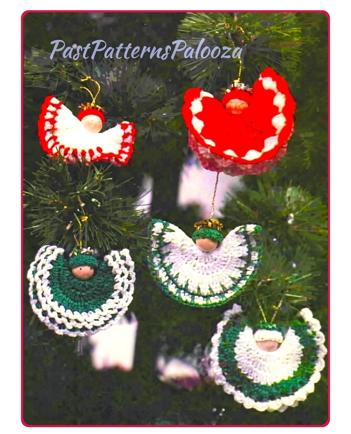 Vintage Crochet Pattern 2.5" Mini Flying Angel Ornaments PDF Instant Digital Download Wood Bead Heads 5 Designs Cotton Thread