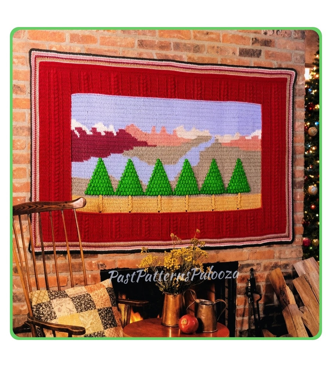 Vintage Crochet Pattern Christmas Tree Farm Afghan or Wall Hanging PDF Instant Digital Download Holiday Landscape Throw