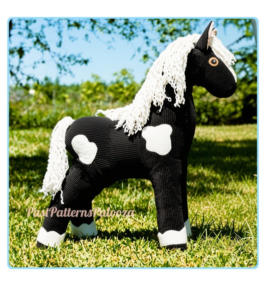 Vintage Sewing Pattern 18" Plush Pinto Pony Horse Corduroy Fabric Soft Toy PDF Instant Digital Download Sewn Realistic Farm Animal