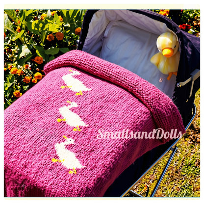 Vintage Knitting Pattern Three Little Puddle Ducks Baby Blanket PDF Instant Digital Download Ducky Crib Cover 26x36 12 Ply