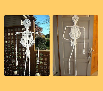 Vintage Macrame Pattern Halloween Skeleton Large Wall Hanging or Door Decor PDF Instant Digital Download Retro 70s Spooky Knotting 4-5'