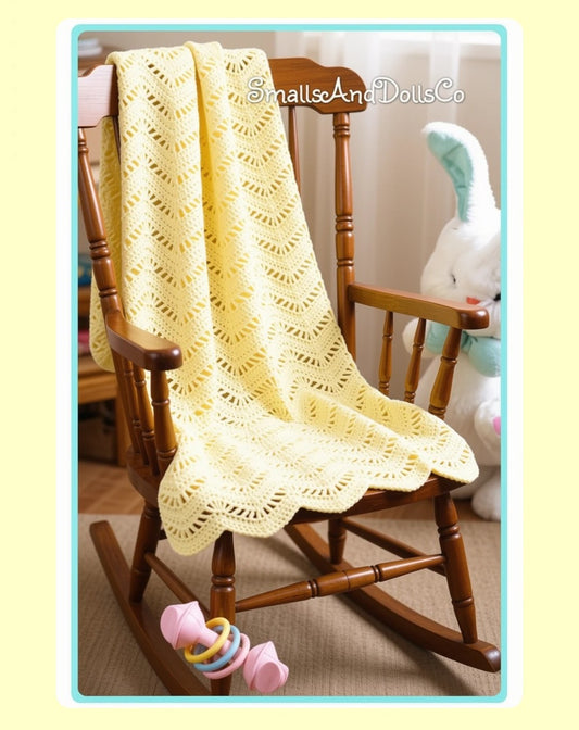 Vintage Crochet Pattern Lacy Feather Ripples Baby Afghan Blanket PDF Instant Digital Download Lapghan Crib Coverlet 5 Ply