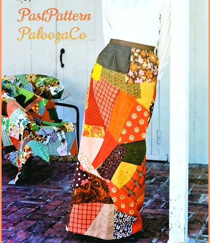 Vintage Sewing Pattern Womens Patchwork Wrap Around Maxi Skirt Quick Easy PDF Instant Digital Download Retro 70s Crazy Patch Boho Hippie