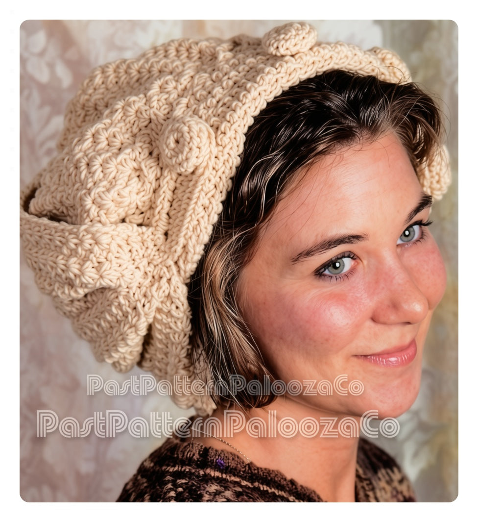 Vintage Crochet Pattern Womens Wraparound Turban Hat PDF Instant Digital Download Retro Boho Victorian Chic 10 Ply