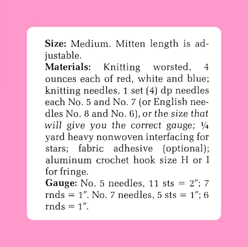 Vintage Knitting Pattern Womens Patriotic Stars Stripes Hat Mittens Set PDF Instant Digital Download Stocking Scarf-Hat 10 Ply