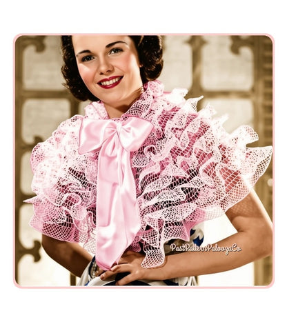 Vintage Crochet Pattern Womens Frilly Feminine Girly Evening Cape PDF Instant Digital Download MCM Mid Century Chic Cotton Thread
