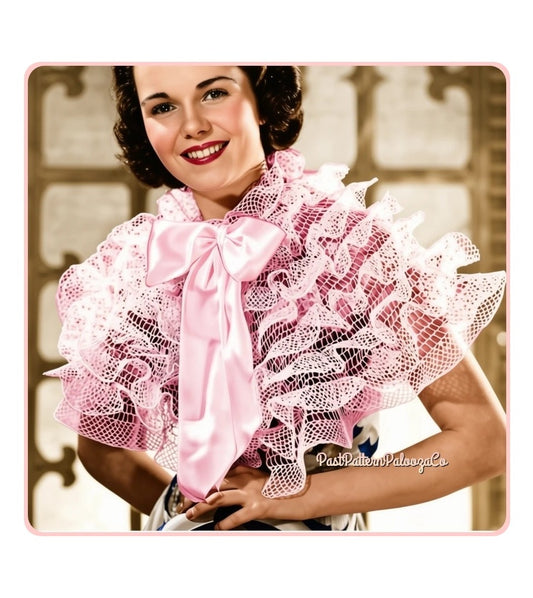 Vintage Crochet Pattern Womens Frilly Feminine Girly Evening Cape PDF Instant Digital Download MCM Mid Century Chic Cotton Thread