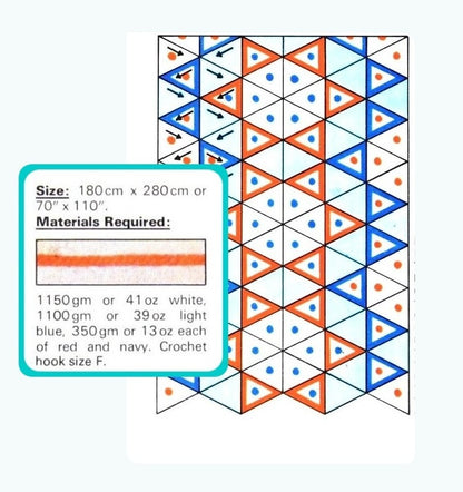 Vintage Crochet Pattern Triangle Grannies Patchwork Bedspread Afghan PDF Instant Digital Download Triangular Motif Scrapghan Blanket 5 Ply