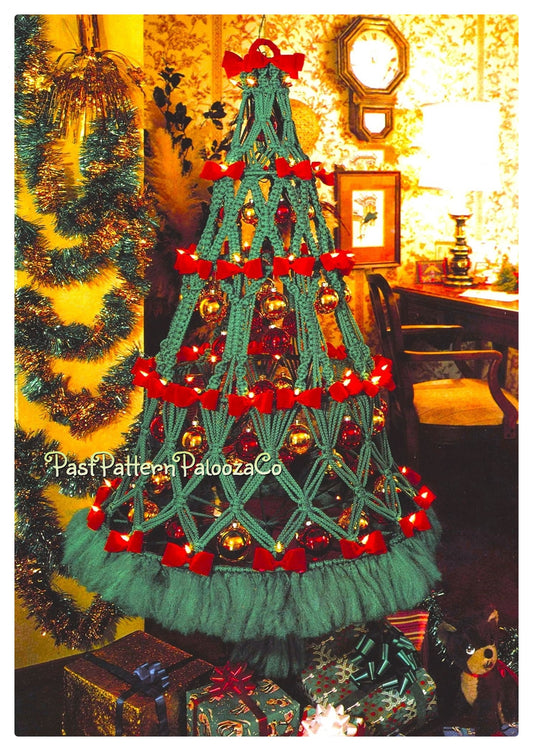 Vintage Macrame Pattern Large 42" Christmas Tree PDF Instant Digital Download Retro Hanging Cone Tree Holiday Decor Easy Beginners