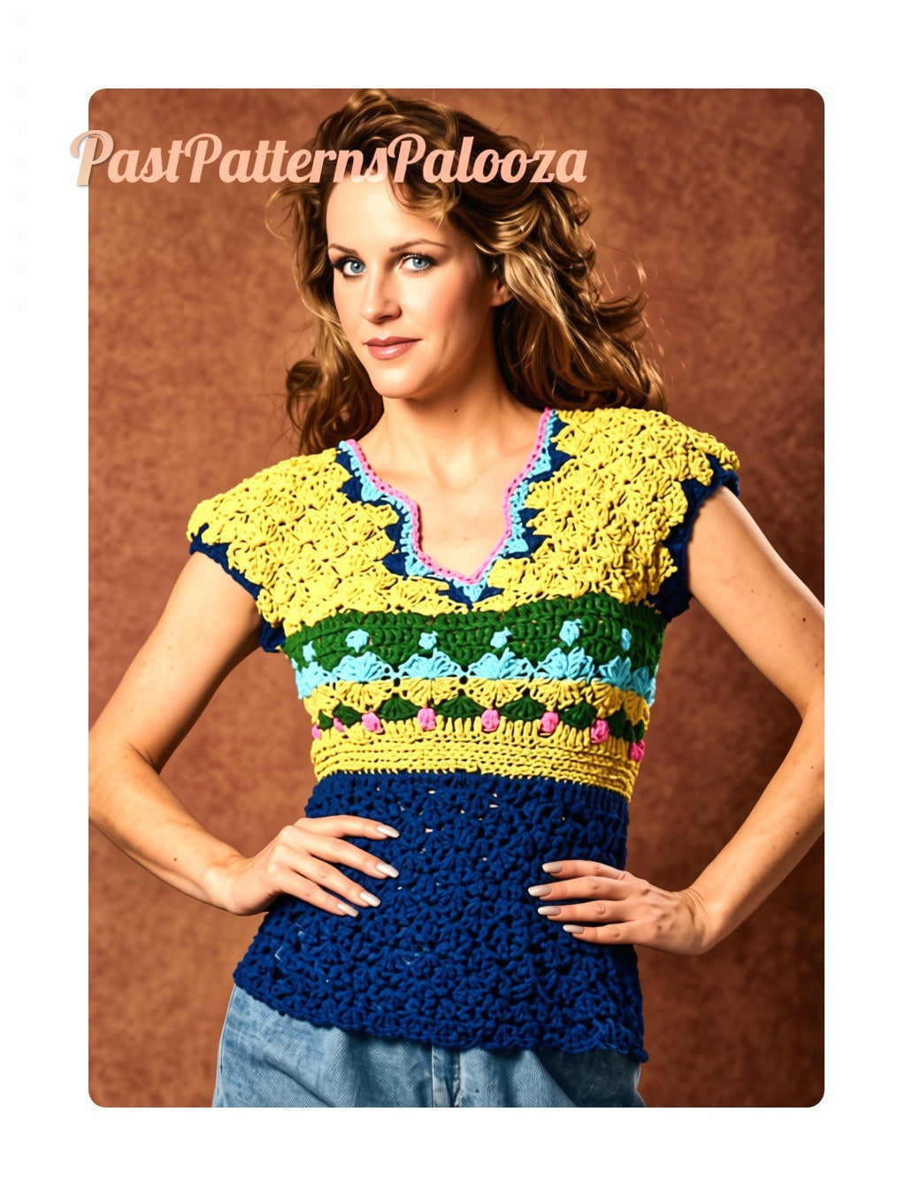 Vintage Crochet Pattern Womens Pretty Torso Hugger Cap Sleeved Shells Top PDF Instant Digital Download Boho 1970s Nubby Boucle Yarn DK