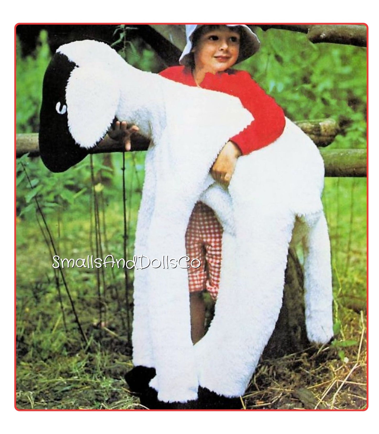 Vintage Sewing Pattern 36" Giant Lamb and Donkey Stuffed Animals Fur Fabric Soft Toys PDF Instant Digital Download Sewn Jumbo Farm Dolls