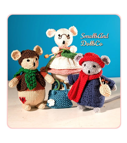 Vintage Knitting Pattern 6" Crafty Mice Soft Toy Dolls PDF Instant Digital Download Winter Granny Boy Girl Mouse Amigurumi