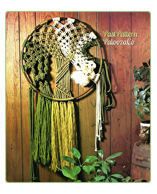 Vintage Macrame Wall Hanging Pattern In The Round Retro 1970s Bohemian Wall Art PDF Instant Digital Download Hoop Ring Boho Decor