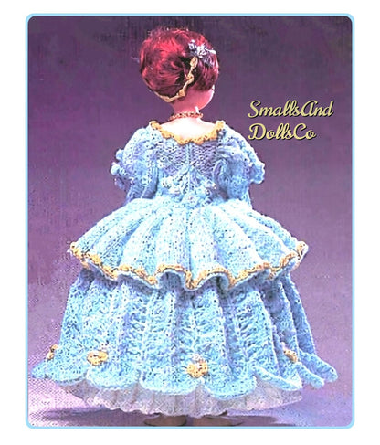 Vintage Knitting Pattern 15" Renaissance Medieval Doll Fancy Gown Dress Outfit PDF Instant Digital Download Period Dress Costume DK